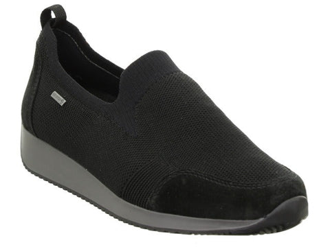 Ara Sabon black Hi-Tec fabric and leather Gore-Tex loafer