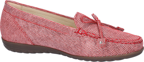 Waldlaufer Hesima red & white dog tooth check leather loafer