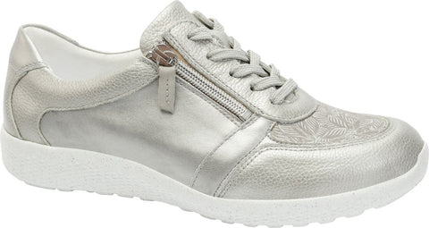 Waldlaufer M-Ira very wide zip in silver grey detailed leather lace up