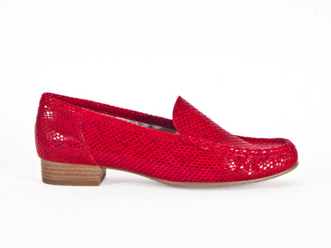 * Ara textured red leather moccasin