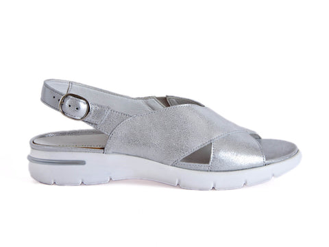 Kalinda cross-over wide-fit silver leather sandal