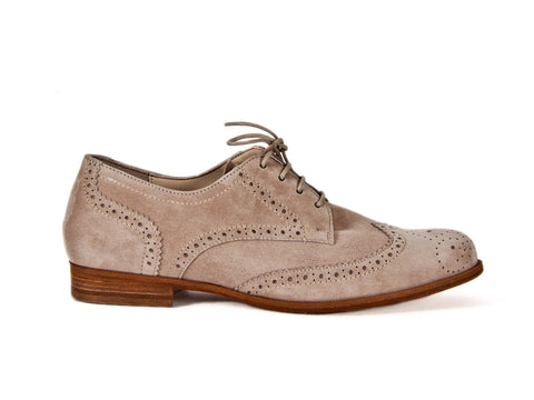 Brogue taupe suede lace-up