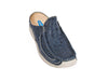 Wolky Roll Slide navy blue patterned leather mule