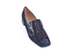 Contrasting heel navy blue patent leather & suede loafer