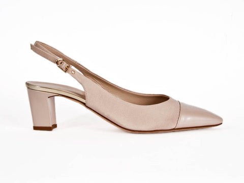 Slingback with patent leather toe