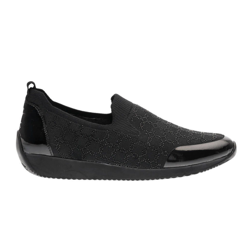 Ara Muran Woven Stretch black sparkle leather loafer