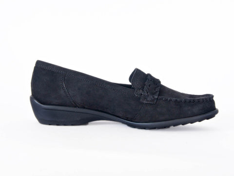 Ara black nubuck leather and Gore-Tex loafer