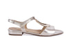 Back in silver leather and elastic sandal-GREY