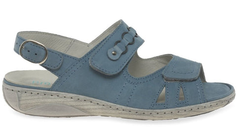 ** Waldlaufer Garda adjustable navy blue nubuck leather sandal