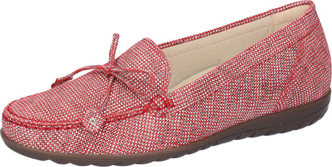 Waldlaufer Hesima red & white dog tooth check leather loafer