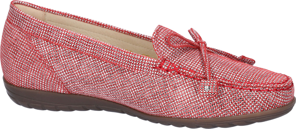 Ellie Dickins Shoes Waldlaufer Hesima red white dog tooth check leather loafer