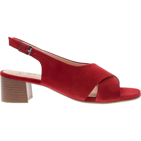 Ara cross-over red suede slingback with heel