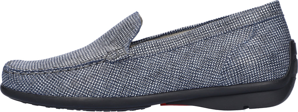 navy blue hounds tooth pattern women's leather loafer