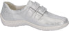 * Henni 2-strap silver and white leather loafer