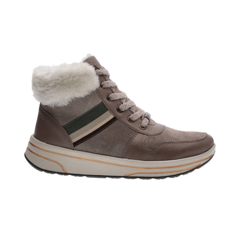 * Closing down sale 50% off Ara Osaka fur top leather lace up with zip in taupe leather with trim boot