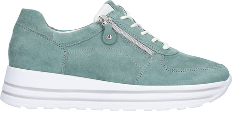 Waldlaufer H-Lana zip aqua blue suede platform trainer