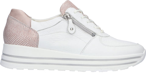 Waldlaufer H-Lana zip white and pink leather platform trainer