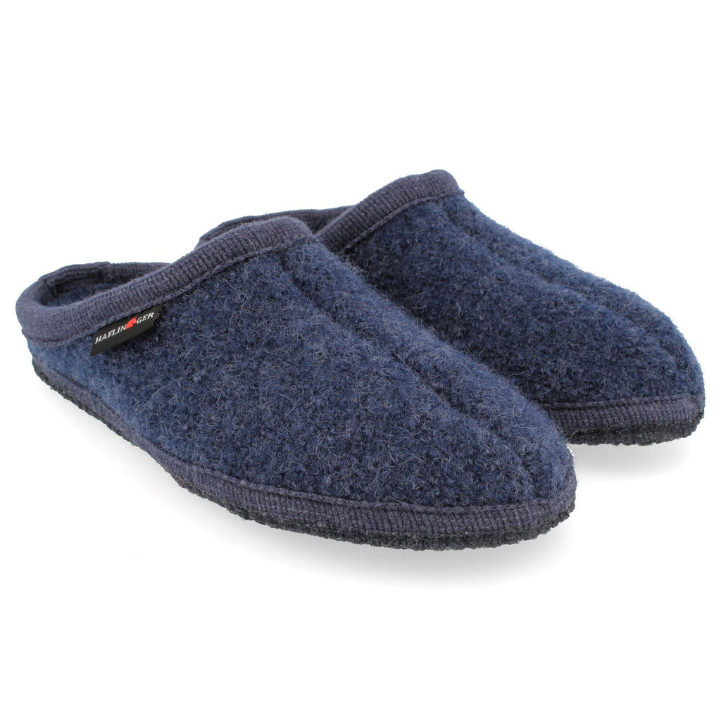 Haflinger Alaska navy blue wool non slip sole slipper