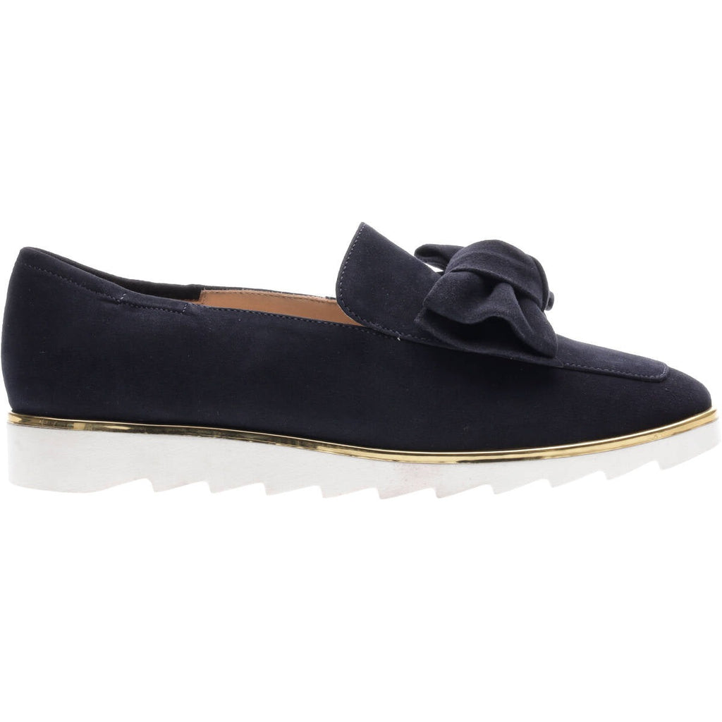 Ara Lille navy blue suede bow detail loafer