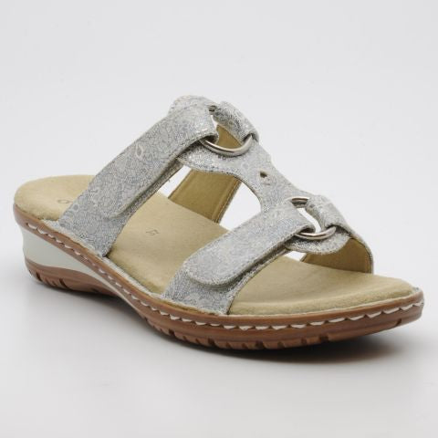 * Closing down sale 50% off Ara 2 strap adjustable silver leather mule