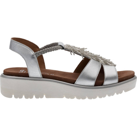 Ara 2 strap tassel detail silver leather sandal