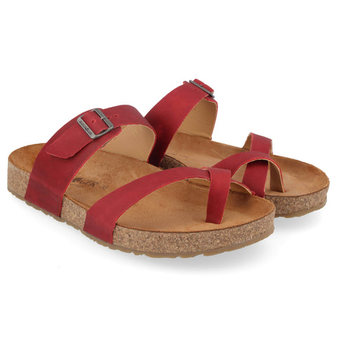 Haflinger cork footbed red leather sandal