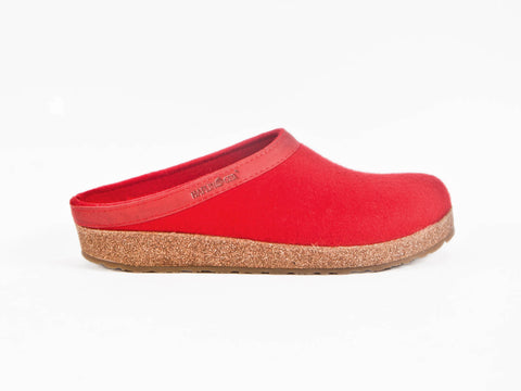 Haflinger wool & felt non slip cork & rubber sole red slipper