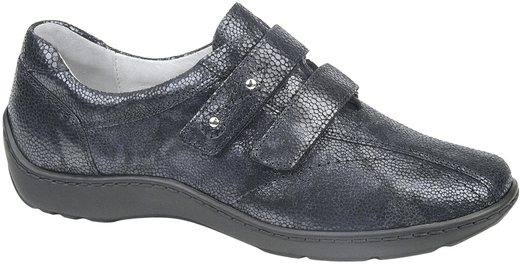 *Waldlaufer Henni 2 strap navy blue croc soft patent leather trainer loafer