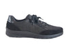 Black nubuck and leather lace up trainer style shoe - outside side view