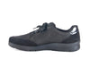 Black nubuck and leather lace up trainer style shoe - instep side view
