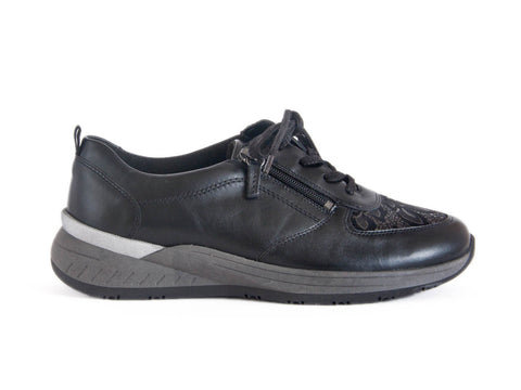 Waldlaufer Sabrina extra wide-fit black leather lace up shoe