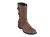 Wolky mid-calf buckle detail oiled taupe nubuck suede boot