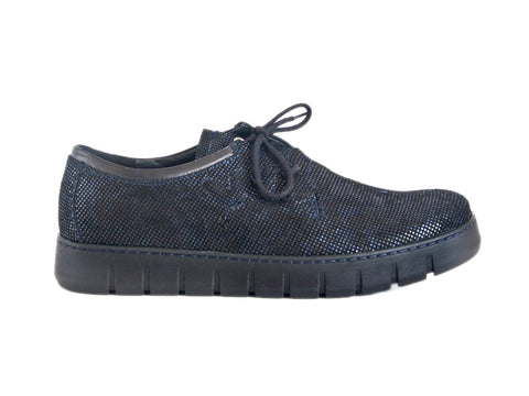 Wolky funky textured blue leather lace up