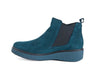 * Mephisto Emie "ribbed" rubber sole velcro fastening teal sueded leather boot