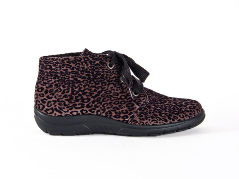 Leopard print oiled nubuck leather ankle boot