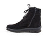 Ladies black ankle boots with flat black rugged sole
