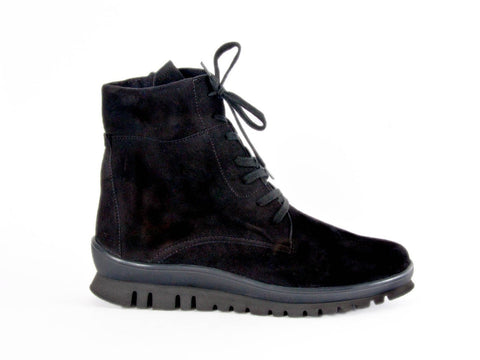 Clearance 50% off Semler lace & side-zip black suede ankle boot