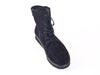 Ladies black ankle boots with flat black rugged sole