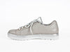 Silver & pearlised leather lace-up trainer