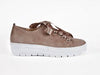 Chunky sole taupe nubuck lace-up trainer