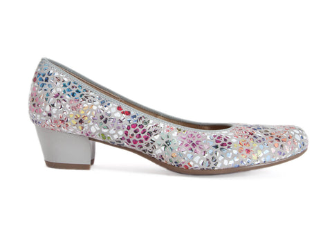 Ara flowery mosaic wide fit leather court
