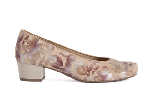 Ara wide fit gold leaf leather court