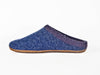 Haflinger pure wool non slip rubber sole navy blue mule slipper