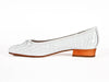 Clearance 50% off Riva moc croc white patent leather pump