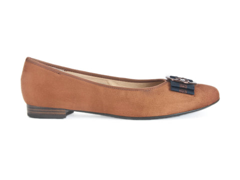 Ara pump in suede leather with trim-COGNAC