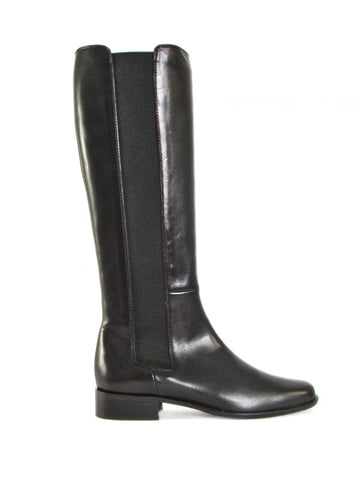 Italian knee high wide calf black or cognac leather boot