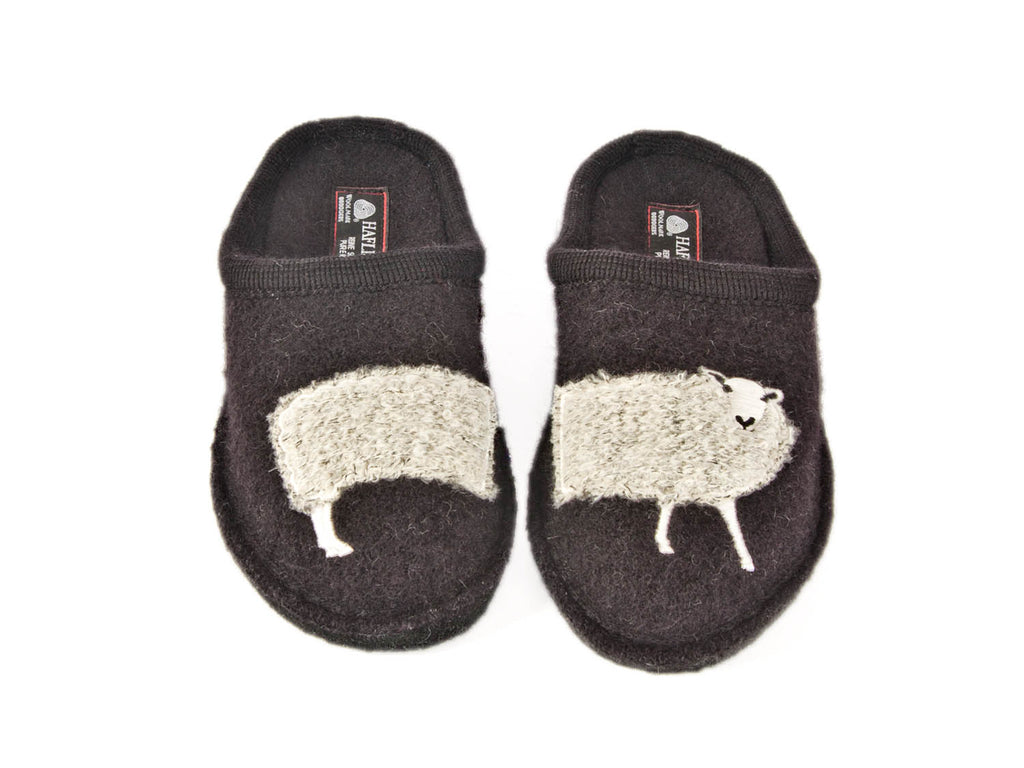 Haflinger pure wool non slip sole green sheep slipper