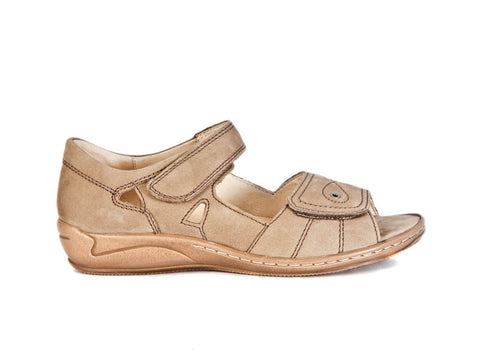 Waldlaufer Hilena adjustable taupe nubuck leather back in sandal