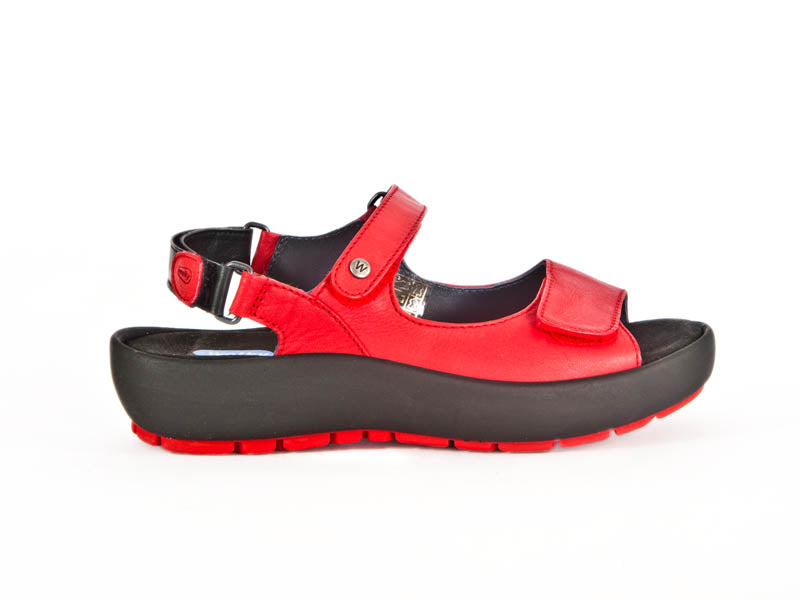 Wolky Rio adjustable red leather sandal