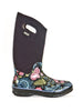 Blooming lovely long black floral wellie
